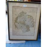 A framed map of Herefordshire.