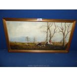 A framed Oil on canvas depicting a hunting scene, signed lower right Barbara Hickin,