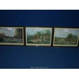 Three framed hunting Prints, The Meet at Blagdon, Bury Hunt,