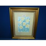 A Print by Linda Fay Powell depicting daffodils in gold effect frame.