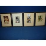 Four framed Arthur Thiele cat Prints: The Leading Tenor, Soon be Home,