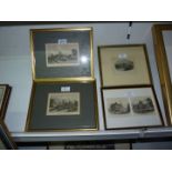 Four framed Etchings to include scenes of Hereford.