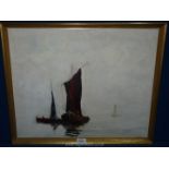 A framed Oil on board of sailing boats, signed lower right R. Witchard, 23 1/4" x 19 1/4".