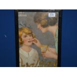 A framed 'Ovaltine' chocolate advert. 11" x 16".