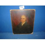 An unframed, unsigned Oil on board of 3/4 portrait of a gentleman.