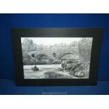 A black and white Print of Pont Cenarth by Andrew James, unframed.