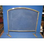 A brass and mesh fire screen.