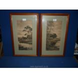 A pair of framed and mounted lithographs depicting canal scenes, signed lower left 'R. Gellon'.