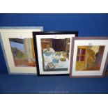 Three framed interior Prints.