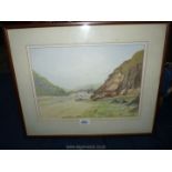 A framed and mounted Watercolour by Pat Merriam depicting Solva, signed lower right.