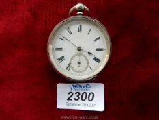 A 935 silver pocket watch inscribed J. Haselhurst, Weston-super-Mare, Swiss made.