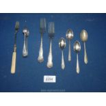EPNS cutlery to include antique silver tongs (hallmarked), Greta forks, Potter Sheffield*.