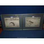 A pair of George Maples Ltd edition prints including 'Hooked Salmon' 62/75 and 'Fish Chasing a Worm