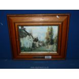 A wooden framed over varnished print by C.J. Fox titled 'Waggoner's Walk'. 13" x 11".