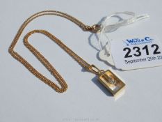 A costume jewellery necklace having a simulated diamond mounted pendant, the chain 17 1/2" long,