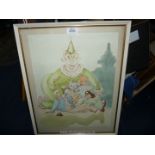 A Watercolour of interesting characters in a heap, signed Potter.