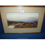 A framed Watercolour of heather on moorland, signed lower right L. Carlisle.