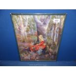 A 1930's framed Fairy & Elves print (original frame)