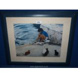 A framed photographic Print from an original oil painting 'On the scrounge' by Paul R.