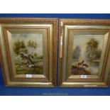 Two gilt framed, unsigned Oil on boards,