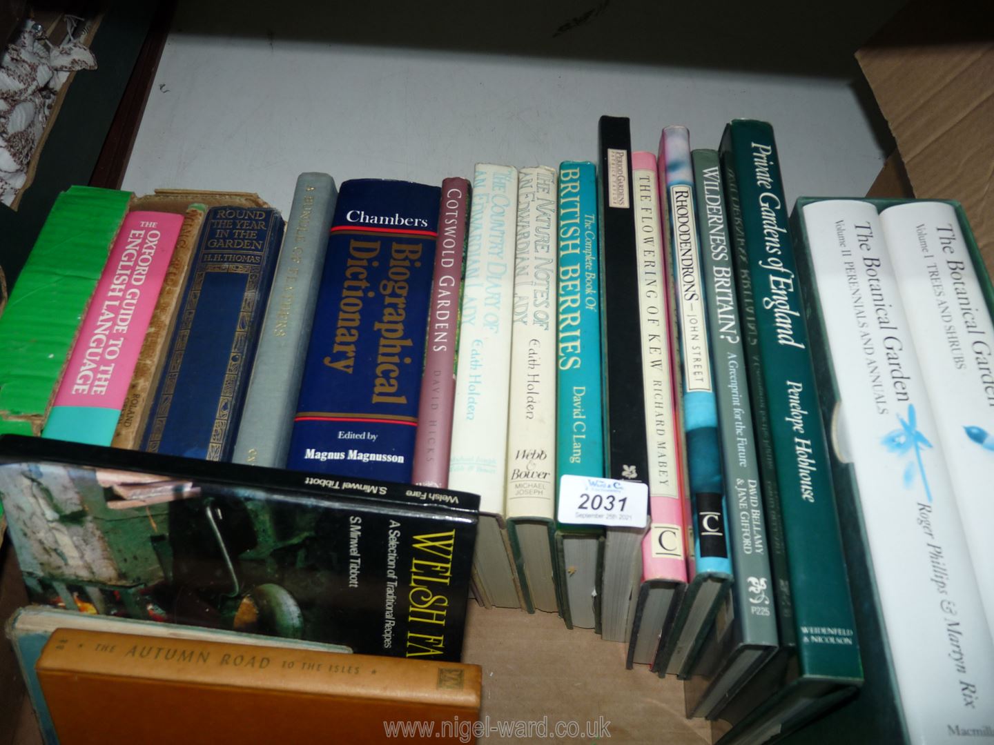 A box of books on gardening, etc.