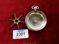 A London silver fob watch case, possibly 1946 and a key winding star.