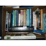 A box of books on birds, insects, wild fowl, etc.