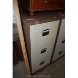 Three drawer metal filing cabinet with key