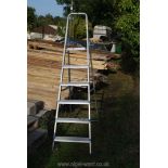 Five rung set of aluminium step ladders.