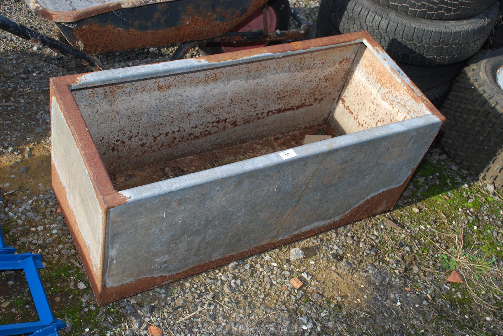 Galvanised metal water tank (bottom a/f.) 36" x 15" x 15".