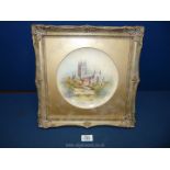 A framed Limited Edition bone china plate by Christopher Hughes collection titled 'Worcester