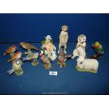 A quantity of ornaments including birds, Leonardo 'Daryl Duck', Country Artists Meerkat,