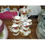 A Royal Albert 'Old Country Roses' coffee set, chip and repair to two cups.