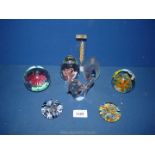 A quantity of paperweights including Wedgwood bird, floral, fish, wave etc.