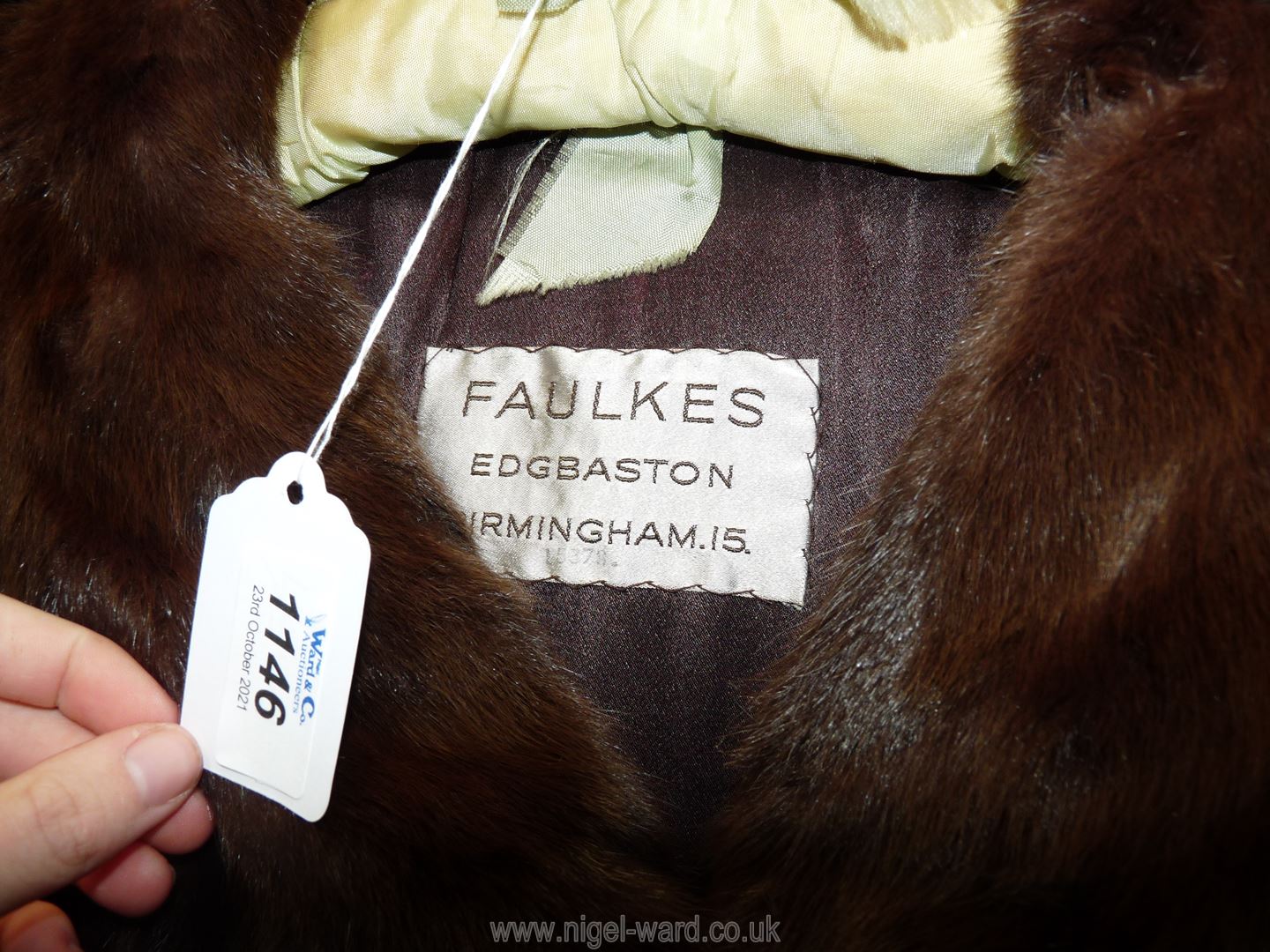 A brown mink fur Coat by Faulkes, Edgbaston Birmingham. Size M. - Image 2 of 2