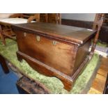 An unusually compact period Oak Blanket Box having internal blacksmith made strap hinges and