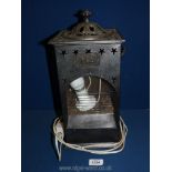 **A Rippingilles patent cast iron stove Lamp, glass a/f. 15" tall x 8" wide.