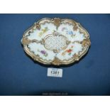 An attractive trinket Dish having orange and purple flowers and gilt decoration,