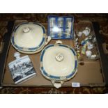 A quantity of china including porcelain decanter and shot glasses,