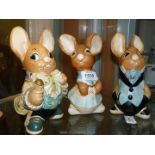 Three large Pendelfin rabbits; Mother, Father and Uncle Soames.