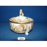 A Capo-di-Monte lidded Pot on three feet, 3'' high,