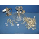 A cut glass ceiling Light with droppers for re-assembly,