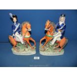 Two Staffordshire flatback figures of gents on horseback - G. Havelock and Sir C.