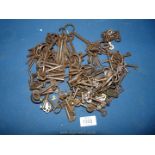 A tin of assorted old keys, various sizes.