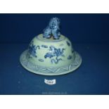 A large Chinese blue and white porcelain vase or jar lid, 10 1/2'' diameter to outer edges.