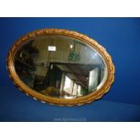 An oval bevel plate gilt frame mirror.