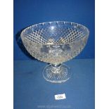 A large cut glass footed Comport. 8 1/2" tall x 10" diameter.