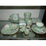 A Shelley 'Melody' breakfast set including; a cruet set, butter dish, marmalade jar,