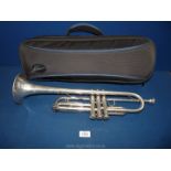 A Bach silver plate trumpet; serial no: F13345, in soft case.