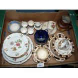 A quantity of china including Lourioux porcelain floral plates, a/f, Polish nursery cup and saucers,